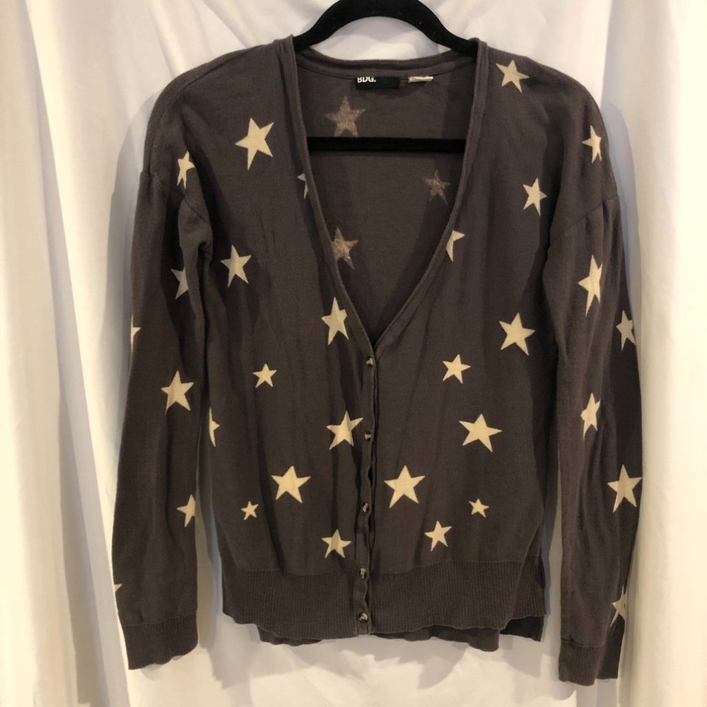 BDG Gray Cardigan w/ Star Pattern